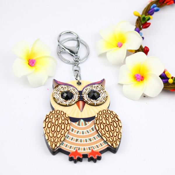 owl compact mirror keychain pocket key charms acrylic key ring hot welcomed promotional gifts bag cars accessores