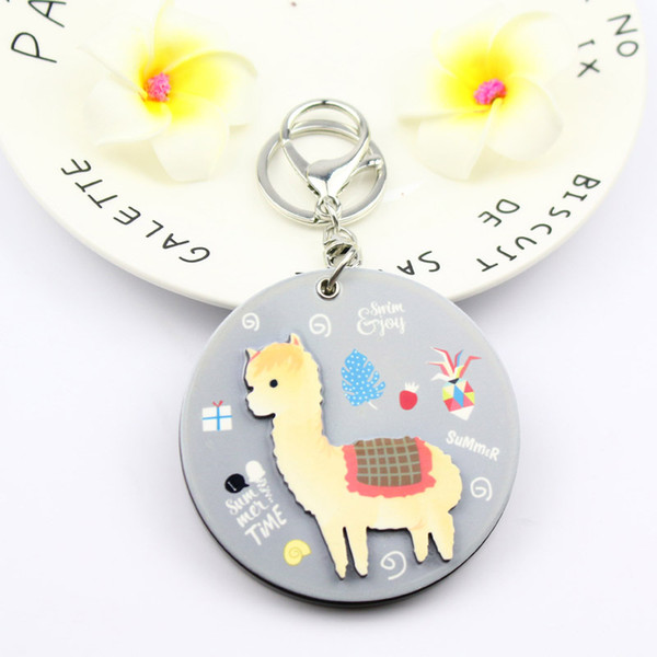 llama mirror compact keychain Alkapa compact mirror key charm keyring cute design accessores for bags cars