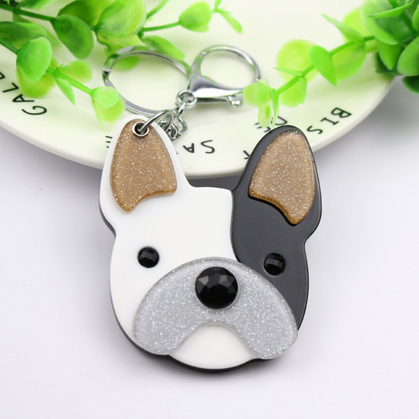 French bulldog compact mirror keychain puppy cute keycharm pets styles acrylic keyholders fashion accessores for cars bags crafts gifts