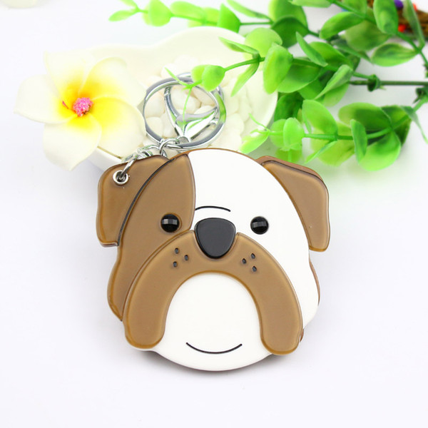 Dog compact mirror key charm cute pets keychain fashion promotion gifts crafts hangers for bags cars keyholders