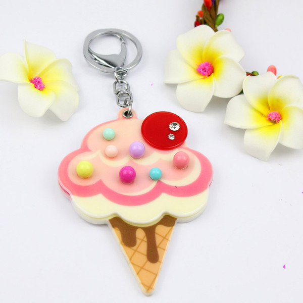 Ice cream compact mirror keycharm acrylic keychain bag fashion accessories promotion gifts hot sale hangers promotional gifts