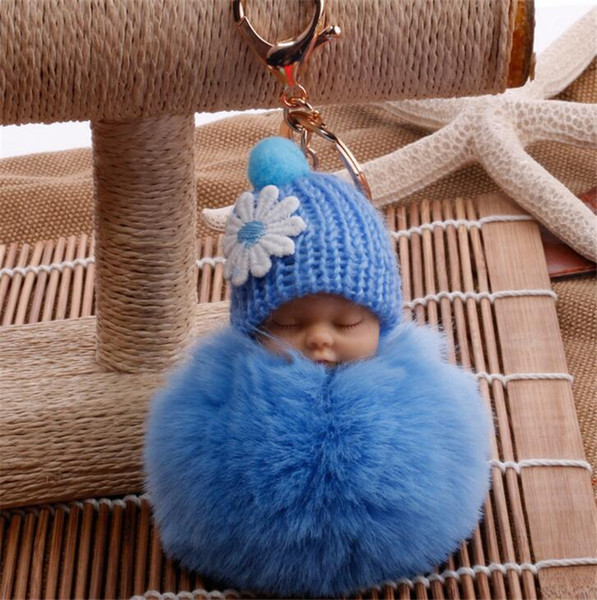 New Cute Baby Fur Key Chain Bag Car Cartoon Plush Doll Pendant For Kids Women Wholesale Hat Decal