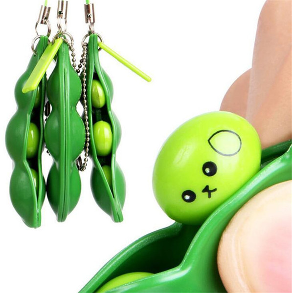 Key Chain Unlimited Squeeze Edamame Peas Squeeze Music Key Chain Hanging Pendant Stress Relief Vent Small Toys Lentil Key Chain