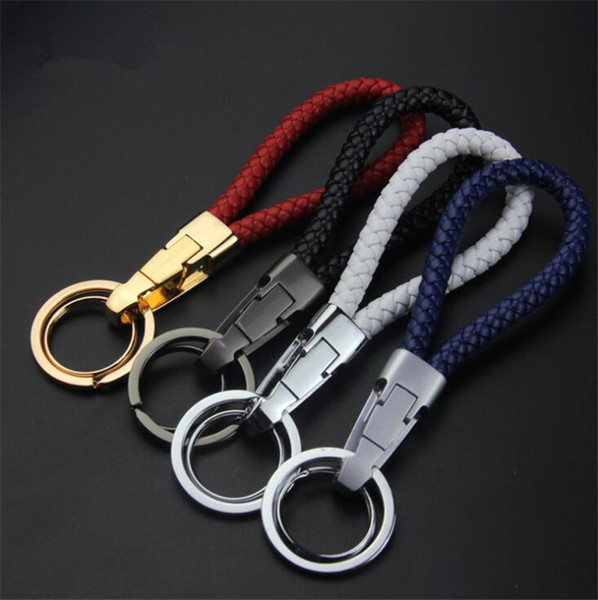 New High Quatity Leather Key Chain Leather Braid Rope Auto Key Fittings Hand Braid Rope Key Chain