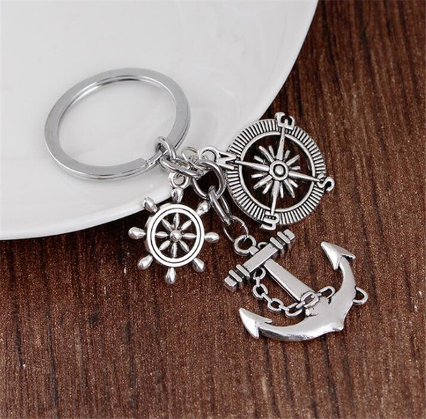 New Compass Key Chain Rudder Anchor Personality Good Friend Key Chain For Woman Men Man Key Tool