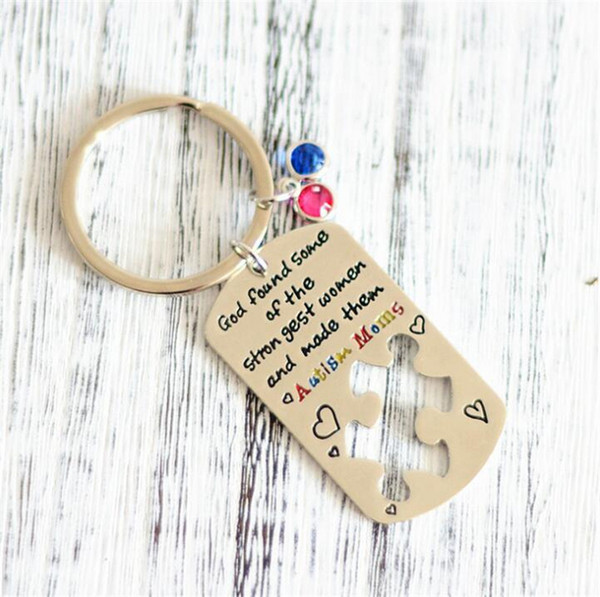 New Improve Autism Awareness Key Chain Mother Autism Engraved Key Pendant Key Ring For Mom Women Mother