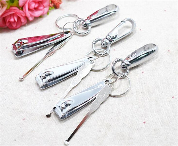 New Men Women Creative Ear Scoop Nail Knife Set Stainless Steel Ear Scoop Ear Pick Nail Earpick Scissors Key Chain Pendant