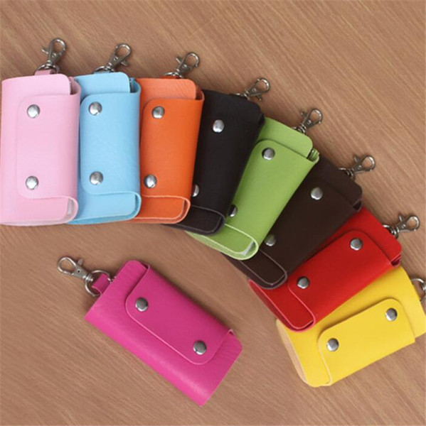 New Key Ring Car Key Bag Fashion Simple PU Leather Small Wallet Key Ring Various Colors