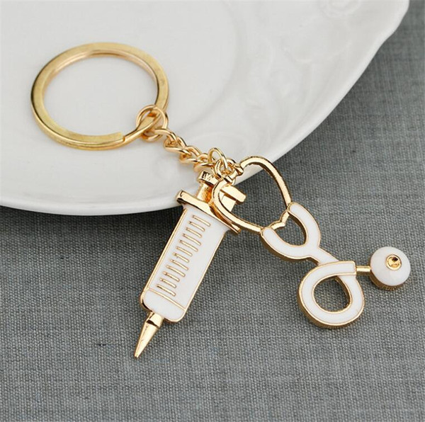 New Doctor Syringe Syringe Stethoscope Mysterious Alloy Key Ring Doctor Who Pendant Stethoscope Echometer Key Chain