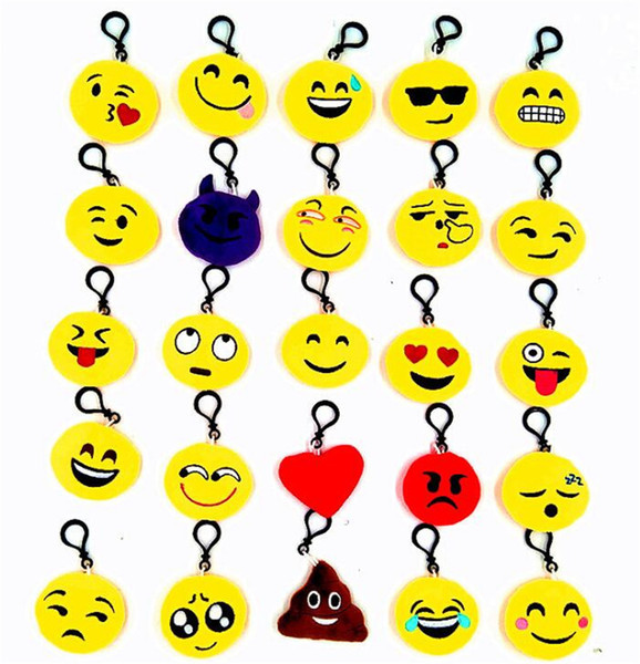 New Small Facial Expression Multiple Emoticon Amusing Key Chain Toys Gift Emoji Keychains Mixed Emoji Keyrings Bag Pendant 6*2.5cm(2.36inch)