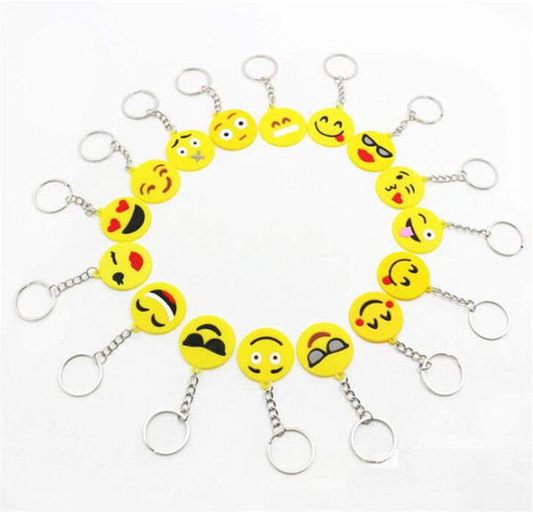 New Emoji Key Chains Small Keychain Emotion Yellow QQ Expression Stuffed PVC Doll Toy Design Emoji PVC Keyring Pendant Car KeyChain