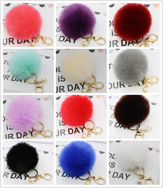 New Cute Faux Rabbit Fur Ball Plush Key Chain For Car Key Ring Bag Pendant Car Keychain Fluffy