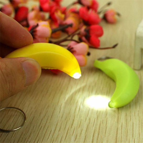 New 6*2cm Mini Led light Flashlight Banana Key Rings New Creation Safe Light Bag Phone Car Pendant Keychain Kids Toys Gifts