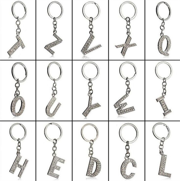 New Hot Keychian 26 English Letters Name With Rhinestone Keychain Wedding Cartoon Game Moviefavors Keychain Best Gifts