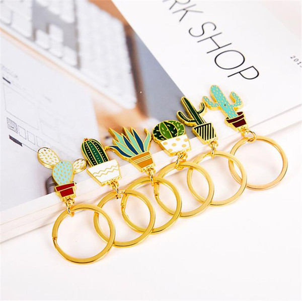 New Succulent Potted Succulent Plants Shaped Keychain Creative Car Key Holder Women Cactus Keychains Gift For Friends Pendant Jewelry