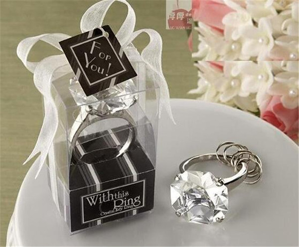 New Diamond Shaped Engagement Key Ring KeyChain Wedding Favors Bridal Shower Favor Hen Night Christmas Party Gift Banquet Table Decor