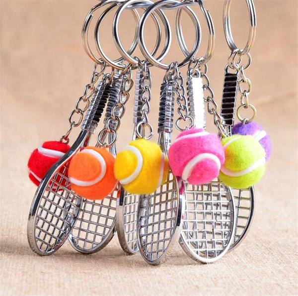 New Mini Tennis Keychain Sports Style Key Chains Zinc Alloy Keychains Car Keyring Kids Toy Novel Birthday Gift