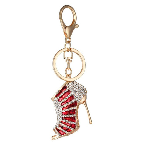 New Crystal High Heel Shoes Keychain Key Rings Shoes Crystal Shoes Carabiner Keychain Handbag Hangs Women Metal Keyring Jewelry