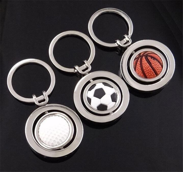 New Creative World Cup Fans Keychain Rotatable Football Basketball Golf Sports Metal Bag Key Chain Promotion Fashion Accessories Gift