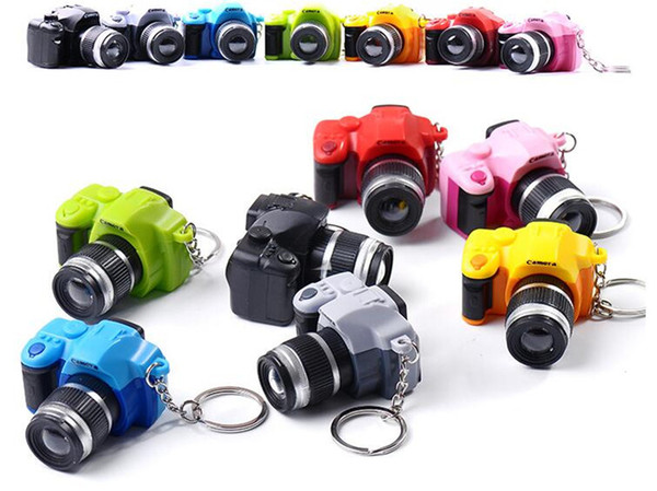 New Creative Camera LED Keychains With Sound LED Flashlight Key Chain Fancy Toy Key Ring Amazing Gift Keychain