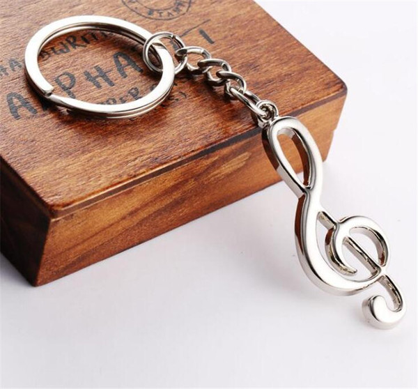 New Key Chain Silver Plated Musical Note Key Chain For Car Metal Music Symbol Key Ring