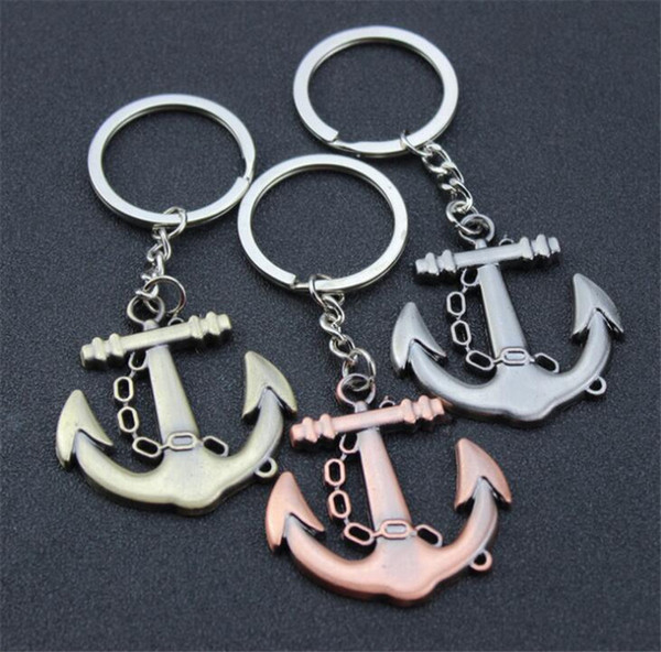 Retro Bronze Boat Anchor Keychain Bag Pendant Car Ship Key Ring For Men Trinket Gadget Key Chains Jewelry Accessories 3 Colors