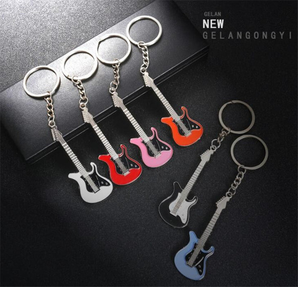 Creative Guitar Shaped Keychain Music Festival Musical Instrument Jewelry Pendant Key Ring Gift Activity Mini Cute Key Buckle