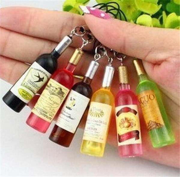 Small Wine Bottle Wine Pendant Key Chain Couple Car Key Ring Beer Bottle Creative Korea Jewelry Gifts