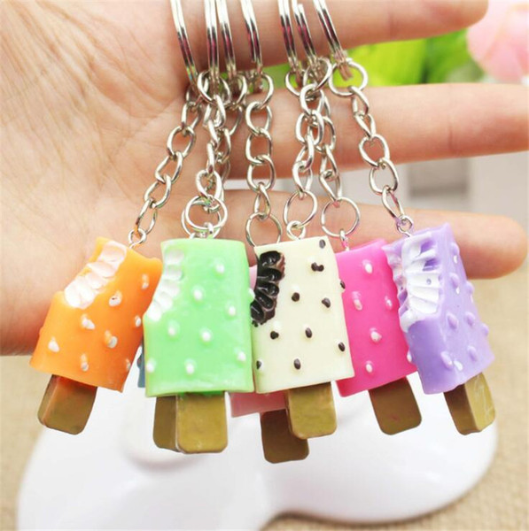 Creative Fashion Ice Cream Key Chain Bag Handbag Car Key Mini Cute Chocolate Chain Pendant Sweet Keychain Wholesale