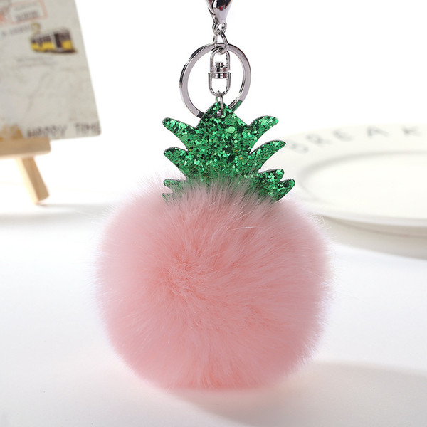 Free shipping Lovely 8CM Rabbit Fur Ball Plush Key Chain Round Ball Fluffy Toy Keychain Hairy Car Key Ring Bag Pendant Car Keychain Christma