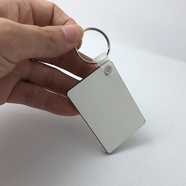 Wholesale 10pcs MDF Blank Key Chain Rectangle Sublimation Wooden Key Ring For Heat Press Transfer Photo Logo Thermal printing Gift-free ship
