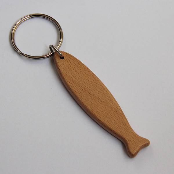 Wholesale 50pcs Blank Fish Wooden Key Chain DIY Promotion Customized Key Tags Promotional Gifts -Free Shipping