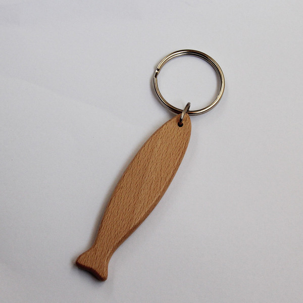 Wholesale 1500pcs Blank Fish Wooden Key Chain DIY Promotion Customized Key Tags Promotional Gifts -Free Shipping