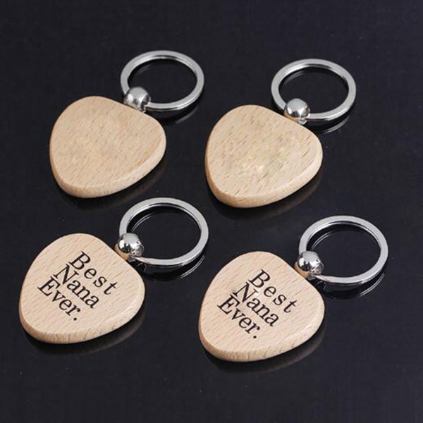 Wholesale 1500pcs Heart Blank Wooden Key Chain DIY Promotion Customized Key Tags Car Promotional Gift Key Ring-Free shipping