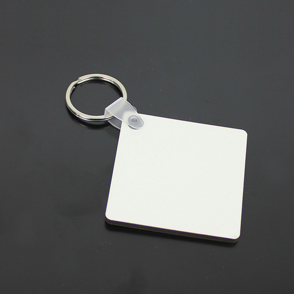 Wholesale 100pcs DIY MDF Blank Key Chain Square Sublimation Wooden Key Tag Ring For Heat Press Transfer Photo Logo Gift-free ship