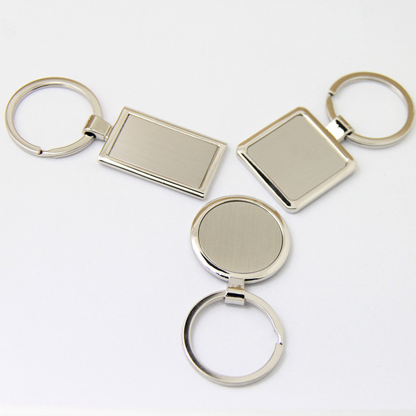 Wholesale-10Pcs Blank Metal Key Chain Promotion Key Tags Customize Logo Laser Keyrings - Free Shipping