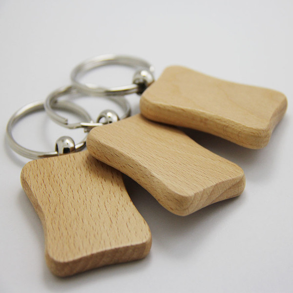 Wholesale 200pcs Blank Waist Shape Wooden Key Chain DIY Promotion Customized Key Tags Promotional Gifts - DHL Free Shipping