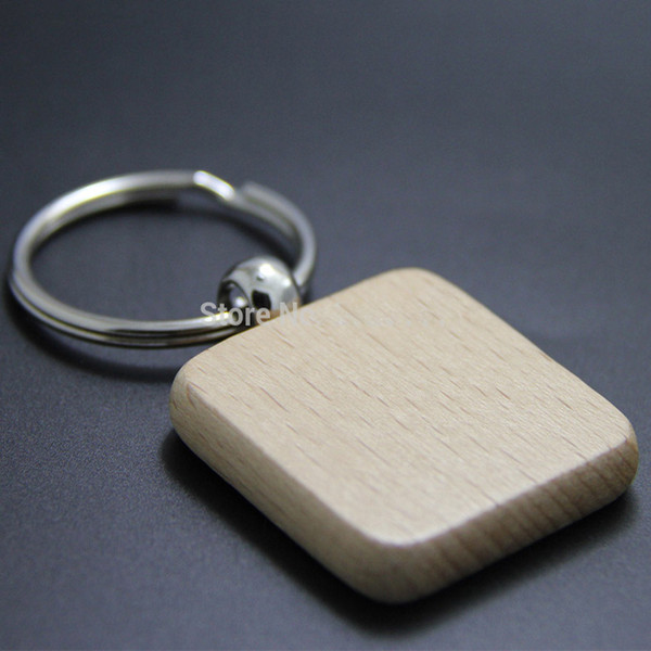 Wholesale 10pcs Blank Square Wooden Key Chain DIY Promotion Customized Key Tags Promotional Gifts - Free Shipping