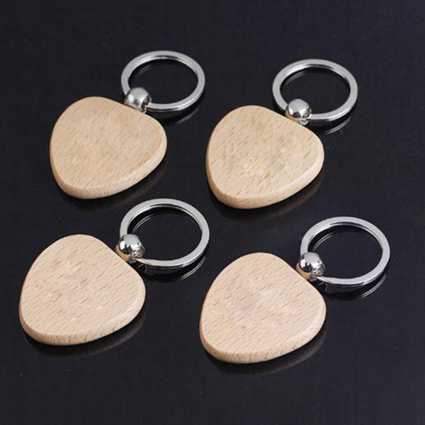 Wholesale 50pcs House Blank Wooden Key Chain DIY Promotion Customized Key Tags Car Promotional Gift Key Ring-Free shipping