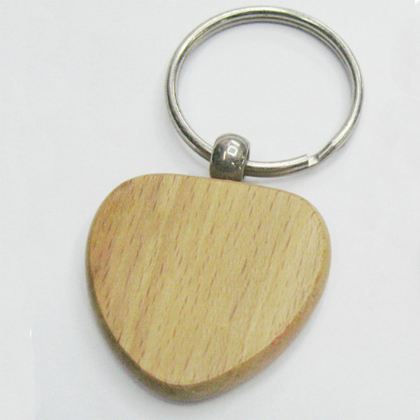 Wholesale 10pcs Heart Blank Wooden Key Chain DIY Promotion Customized Key Tags Car Promotional Gift Key Ring-Free shipping