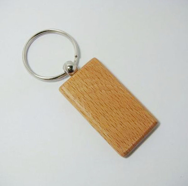 Wholesale 10pcs Blank Rectangle Wooden Key Chain DIY Promotion Customized Key Tags Promotional Gifts - Free Shipping