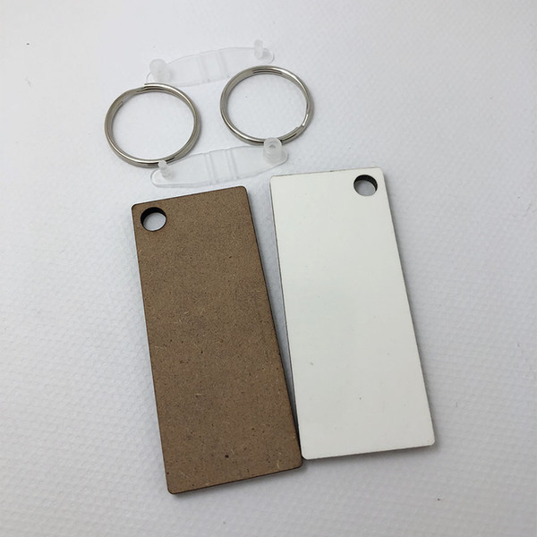 Wholesale 100pcs MDF Key Chain Sublimation Blank Wood Key Tags For Heat Press Transfer Photo Logo Promotional gift-free shipping