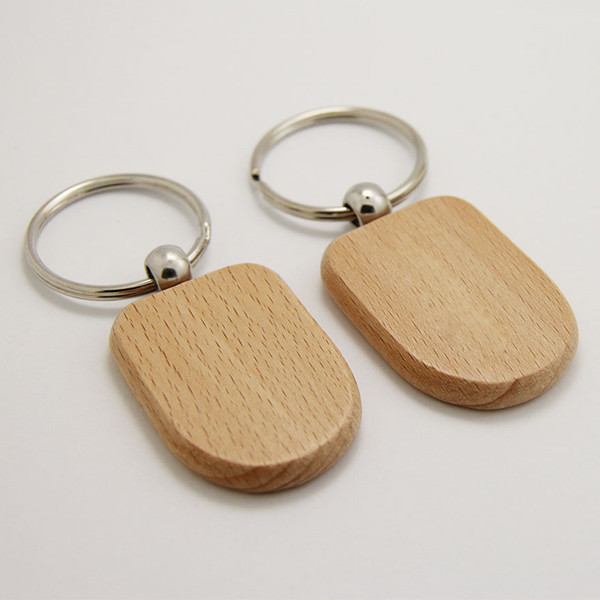 Wholesale 1500pcs Blank Round Oblong Wooden Key Chain DIY Promotion Customized Key Tags Promotional Gifts -DHL Free Shipping