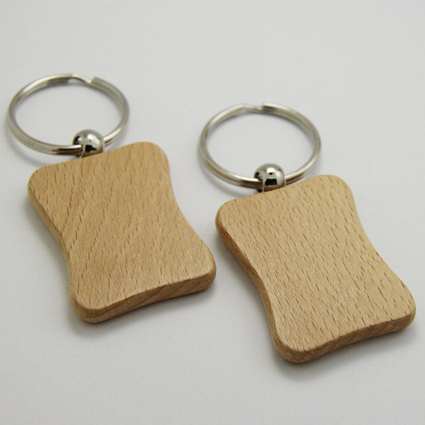 Wholesale 10pcs Blank Waist Shape Wooden Key Chain DIY Promotion Customized Key Tags Promotional Gifts - Free Shipping