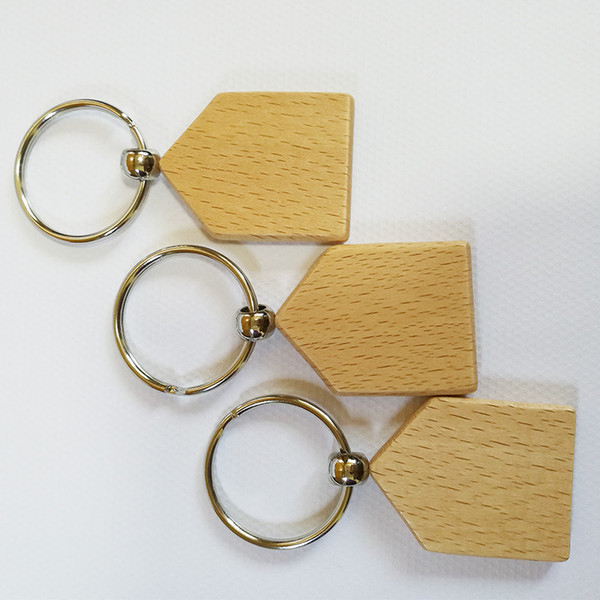 Wholesale 500pcs House Blank Wooden Key Chain DIY Promotion Customized Key Tags Car Promotional Gift Key Ring-Free shipping