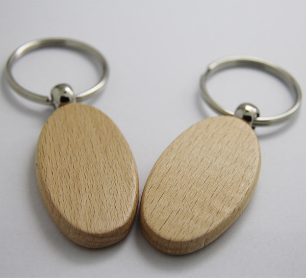 Wholesale 500pcs Oval Blank Wooden Key Chain DIY Promotion Customized Key Tags Promotional Gift Ring-Free shipping