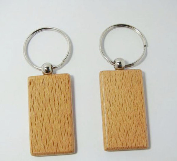 Wholesale 1000pcs Blank Rectangle Wooden Key Chain DIY Promotion Customized Key Tags Promotional Gifts - Free Shipping