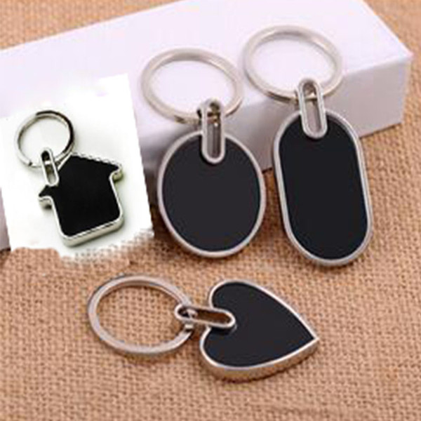 Wholesale 10Pcs Blank Double-sided Tungsten steel Metal Key Chain Promotion Key Tags Gift Customize Logo Laser Keyrings -Free Shipping