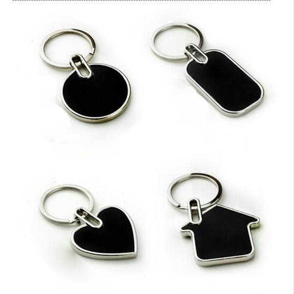 Wholesale 50Pcs Blank Double-sided Tungsten steel Metal Key Chain Promotion Key Tags Gift Customize Logo Laser Keyrings -Free Shipping