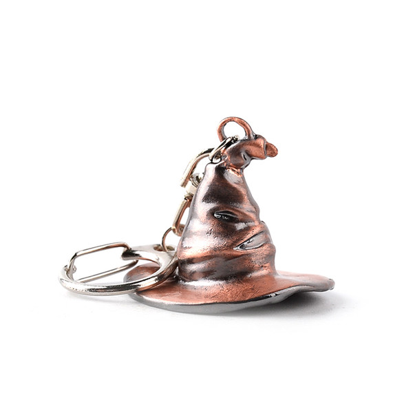 For Harry Keychain For Potter Magic Hat Vintage Gold Color Key Ring Metal Fashion Cap Sorting Hat Key Holder car key ring Christmas Gift